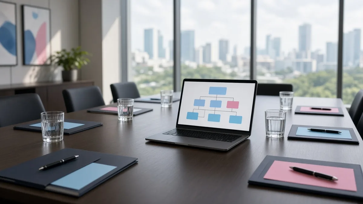 Board meeting table prepared with governance documents