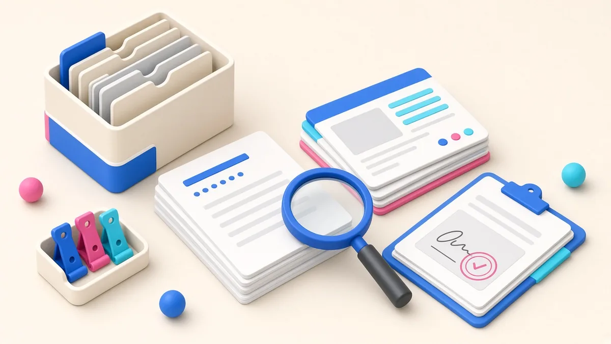 Illustration of audit evidence organised for review
