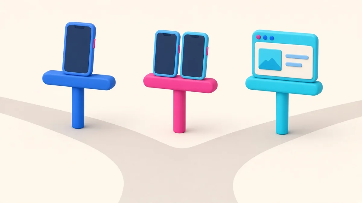 Illustration of choosing between native, cross-platform and web app approaches