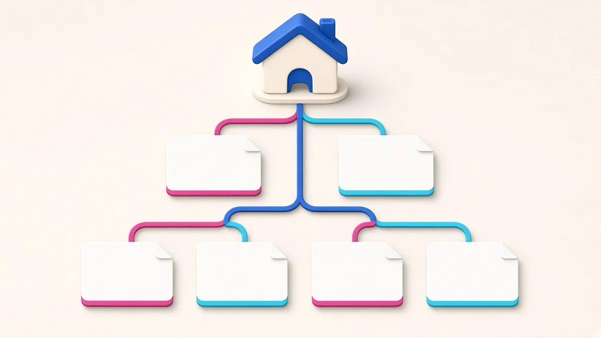 Illustration of a clear website structure as a tree of pages