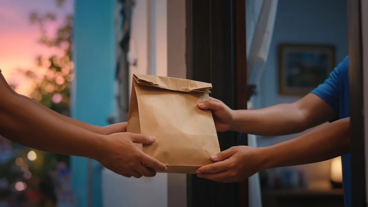 Customer receiving a delivery at their door