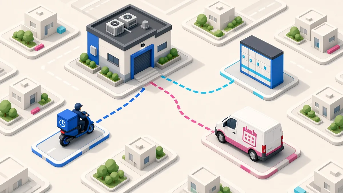 Illustration of same-day, standard and pickup delivery options
