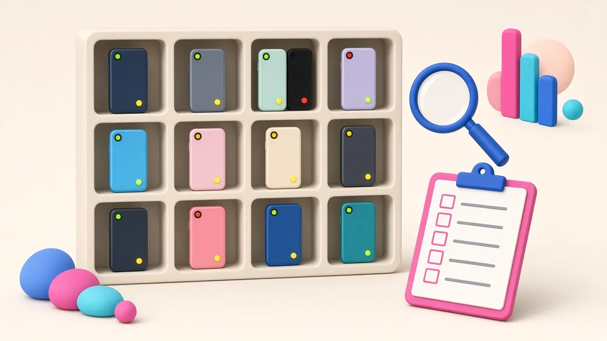 Illustration of a QA device matrix for testing an app