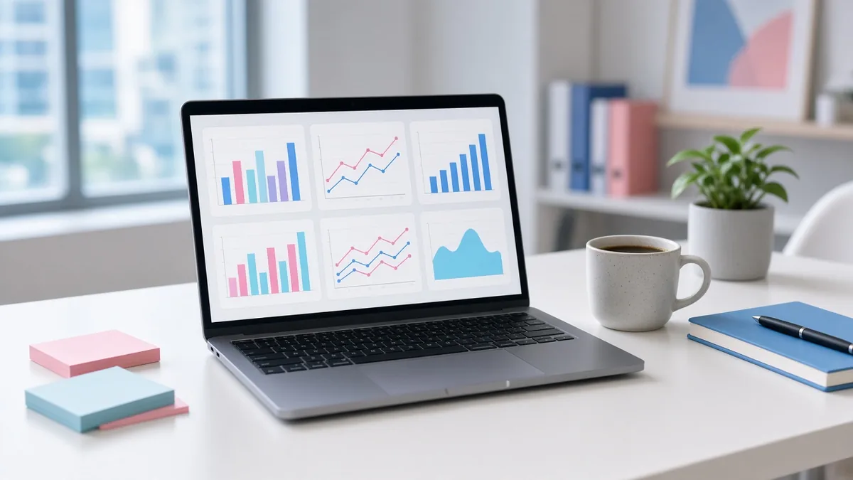 Weekly metrics review on a laptop dashboard