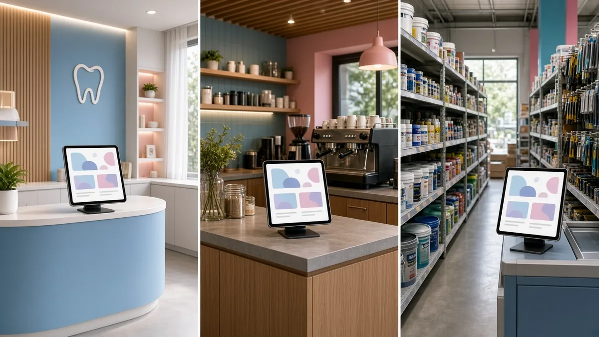 Collage of different small businesses each using a website