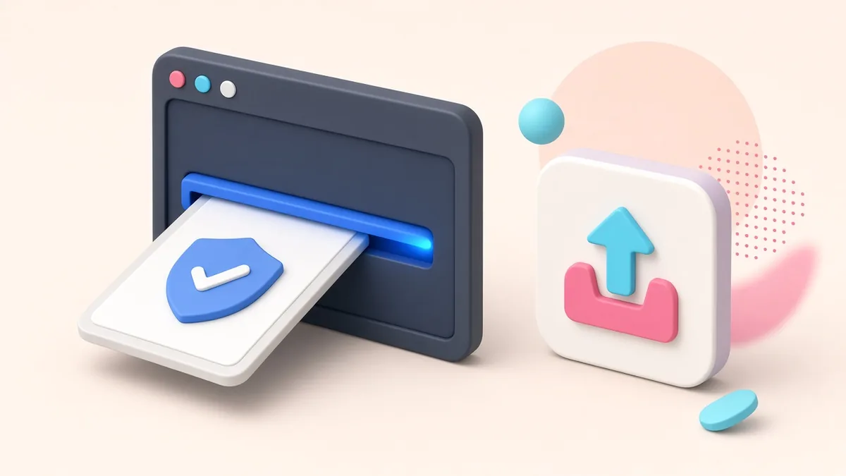 Illustration of an Android developer verifying their identity before publishing apps
