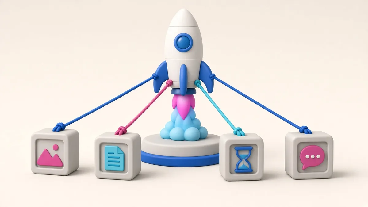 Illustration of a website project slowed down by missing content and approvals