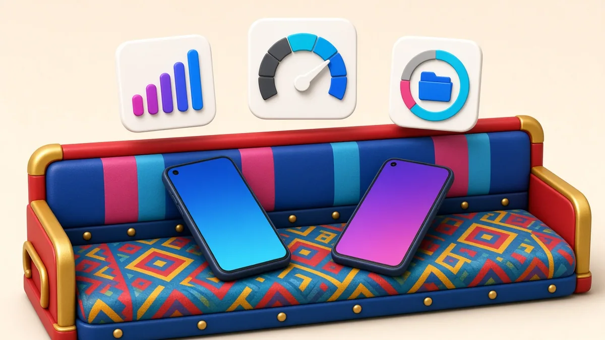 Illustration of mobile app use on budget Android phones and mobile data in the Philippines